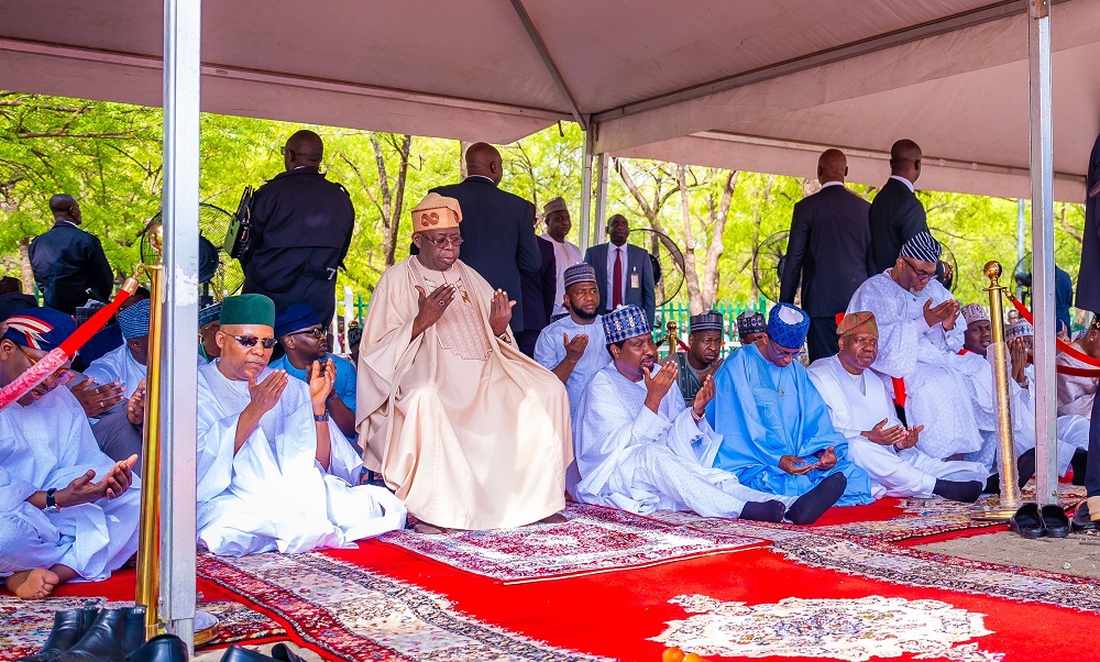 Abuja:  Tinubu joins Muslim faithful for Eid prayers in Abuja